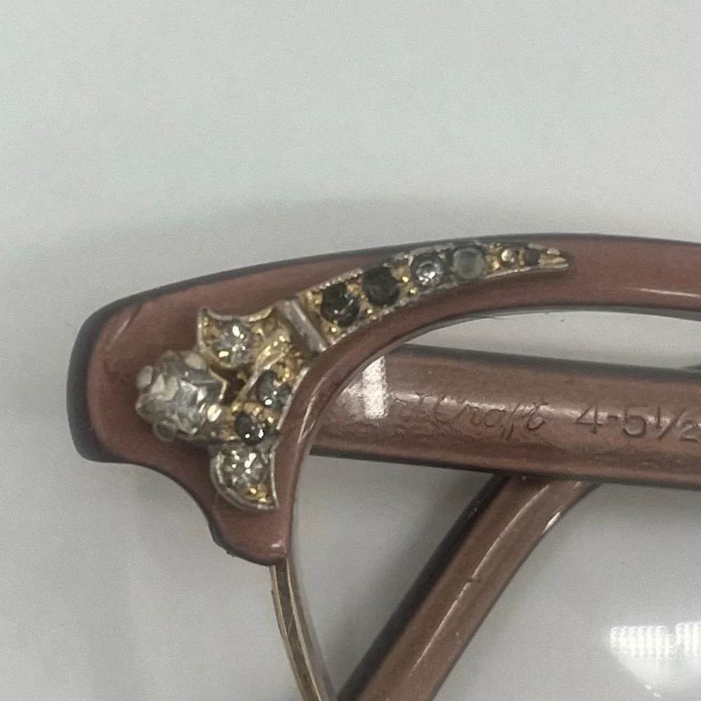 Artcraft Vintage Ornate Cat Eye Rhinestones Eyeglass Frames 1/10 12k GF 22MM‎
